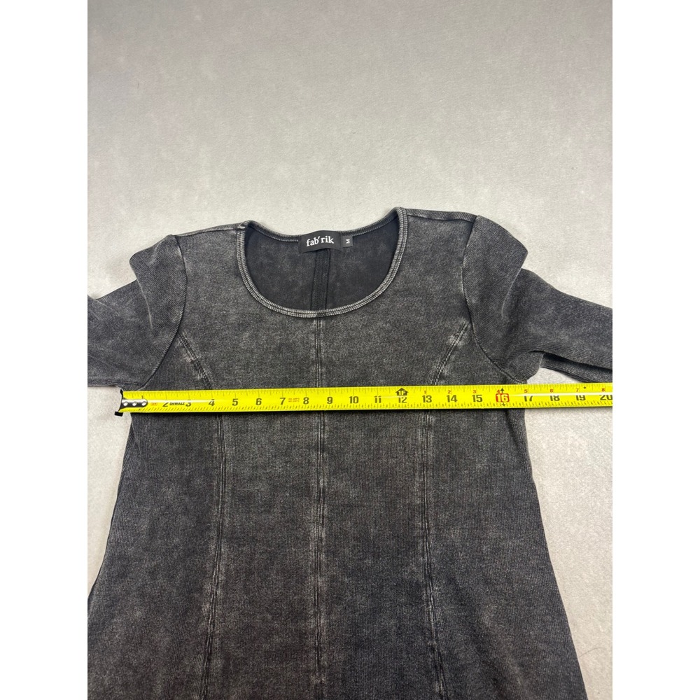 Fab'rik Women Charcoal Gray Acid Wash Seam Detail Long Sleeve Mini Dress Size M - Picture 4 of 5